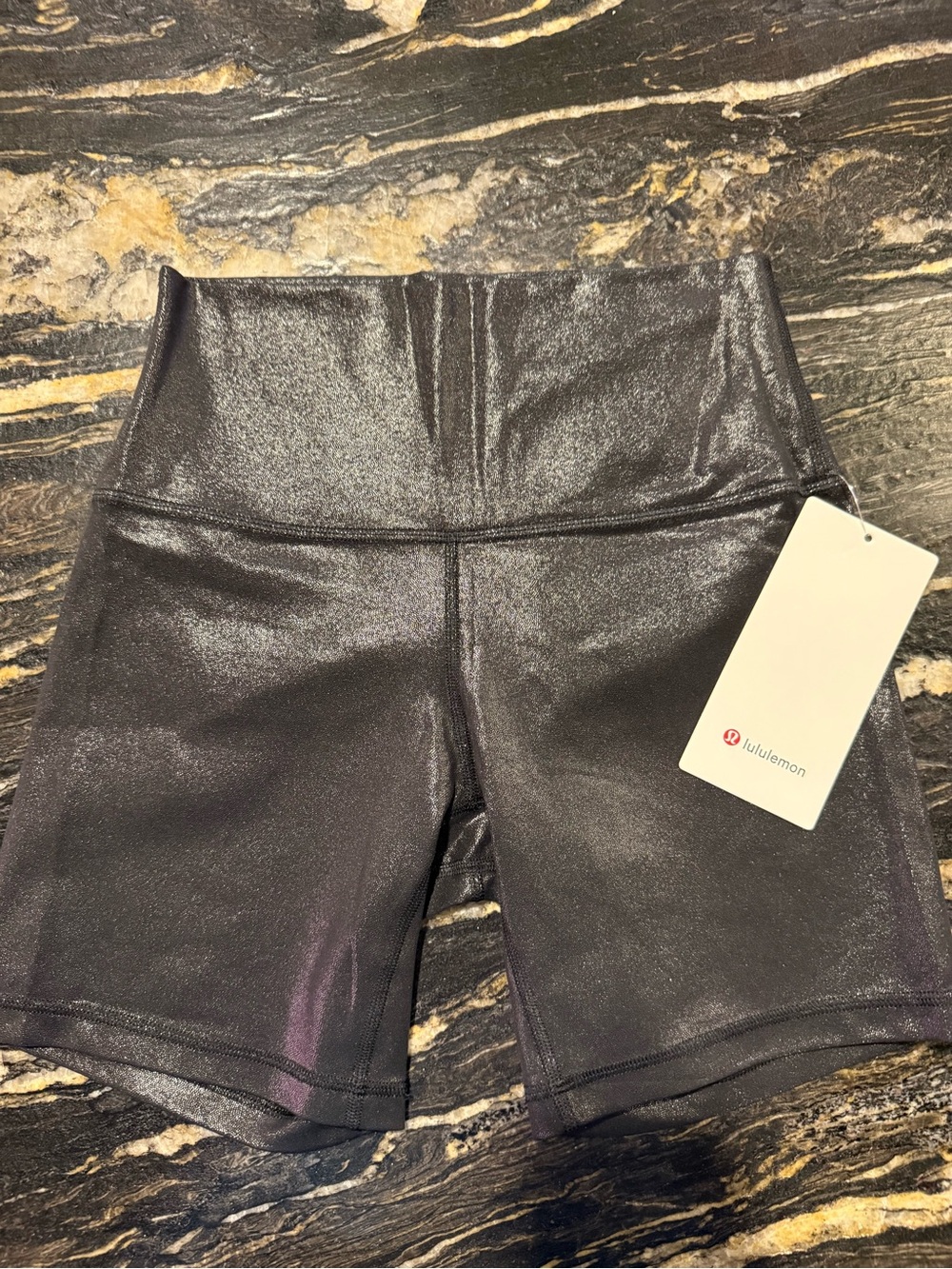 lululemon athletica Shimmery Black High-Rise Bike Shorts